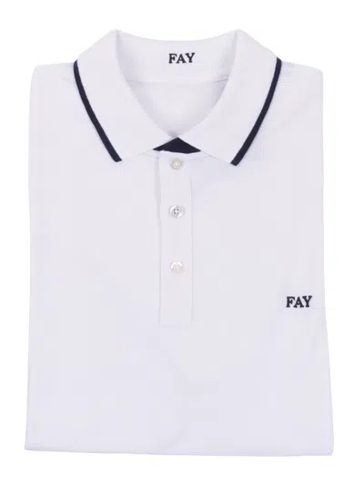 Fay Polo Db Collar Piquet Str. Stripes In White