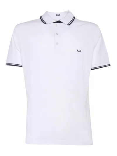 Fay Polo Db Collar Piquet Str. Stripes In White