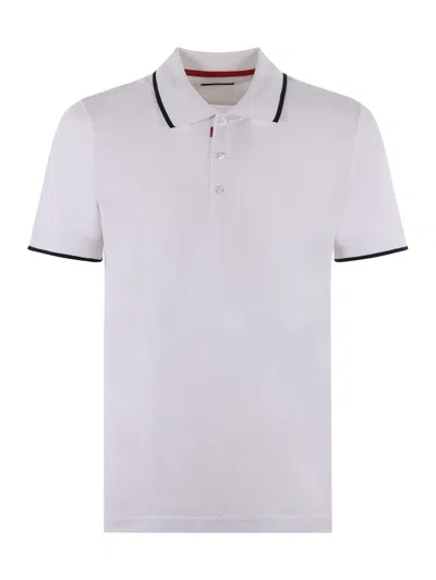 Fay Polo Piquet Stretch Stripes In Bianco Chiari E Naturali