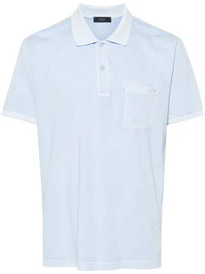 Fay Polo Jersey Frosted Embrioided Pocket In Blue