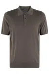 Fay Classic Cotton Knit Polo In Marrone Scuro
