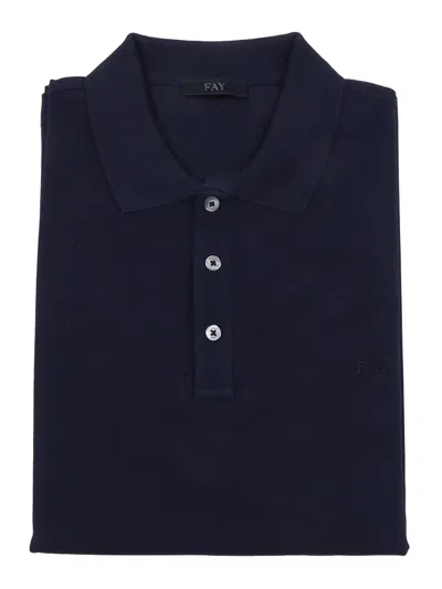 Fay Polo Piquet Stretch In Blue