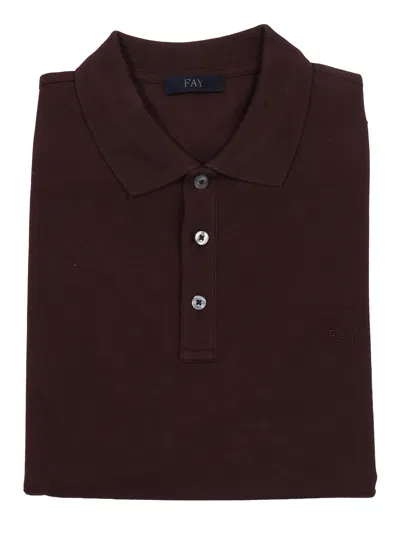 Fay Polo Piquet Stretch In Brown