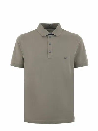 Fay Collared Polo Shirt Short Sleeves In Green