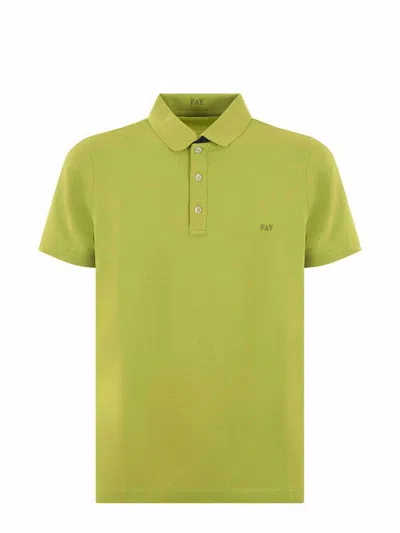 Fay Stretch Cotton Polo Shirt In Green