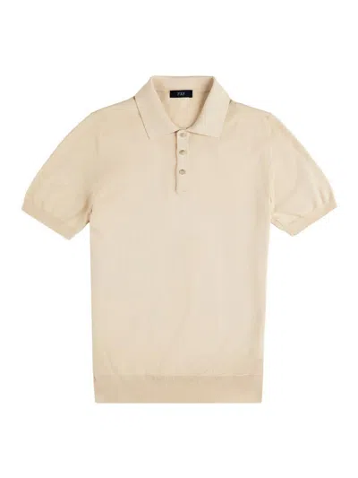 Fay Polo Shirt In Beige Cotton With Polo Collar In Neutral