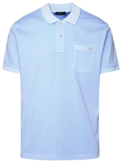 Fay Polo Shirt In Light Blue Cotton