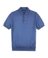 Fay Polo Shirt In Silk And Cotton In Blue