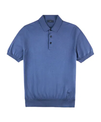 Fay Polo Shirt In Silk And Cotton In Blue
