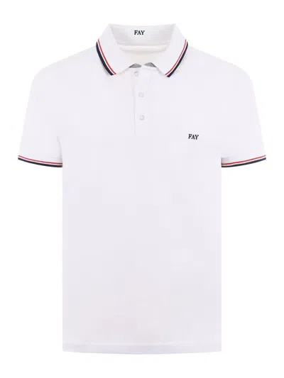 Fay Polo T-shirt In Cotton In Bianco