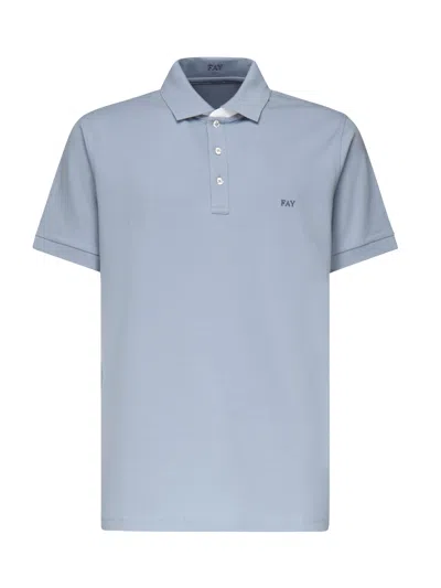 Fay Polo Shirt With Logo In Light Blue