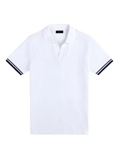Fay Logo Polo Shirt Ribbed Cuffs Short Sleeves In White
