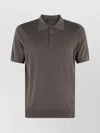 Fay Polo Shirt With Short Sleeves And Ribbed Hem In Gray