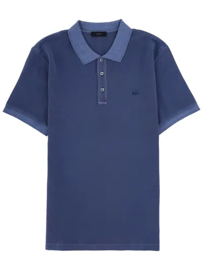 Fay Logo Polo Shirt Contrast Collar In Blue