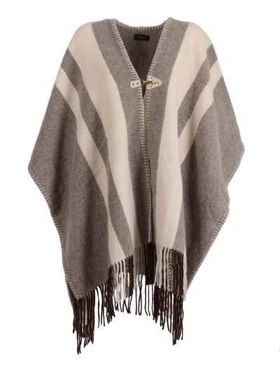 Fay Poncho Con Gancio In Brown