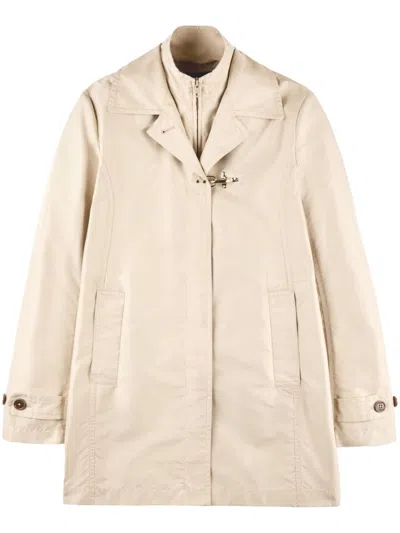 Fay Popeline Morning Coat In Neutral