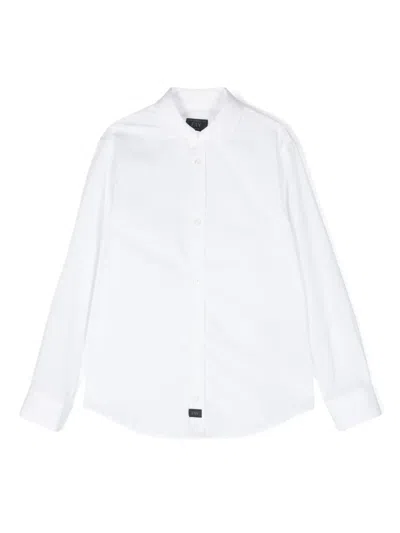 Fay Kids' Poplin Longsleeved Shirt In 白色