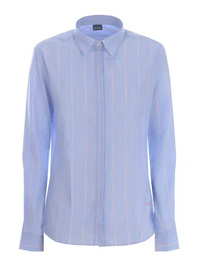 Fay Poplin Shirt In Blue