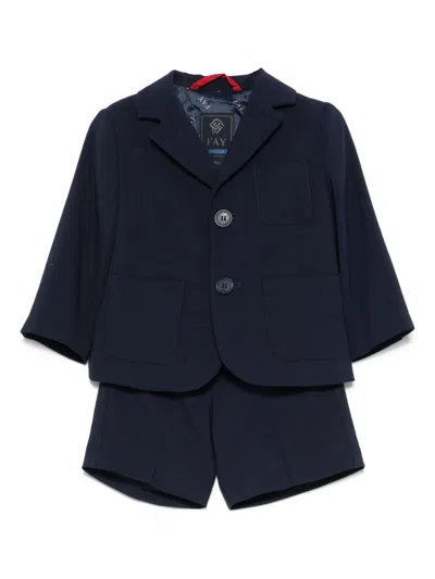 Fay Babies' Pressed-crease Shorts Set In Blue