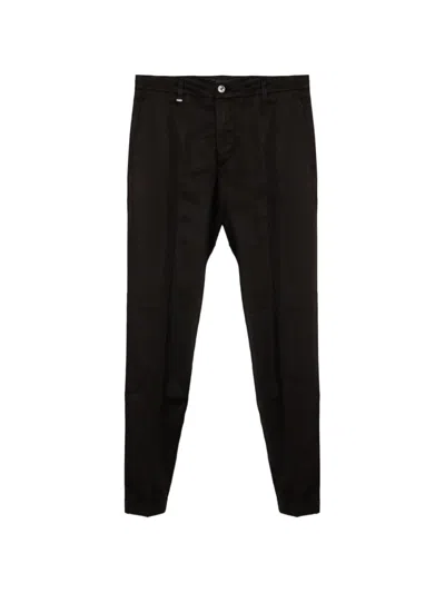 Fay Pressed-crease Slim-fit Cotton Trousers In Brown