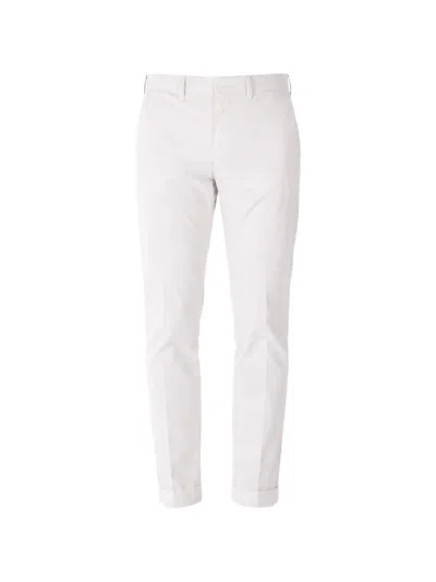 Fay Pressed-crease Turn-up Trousers In White