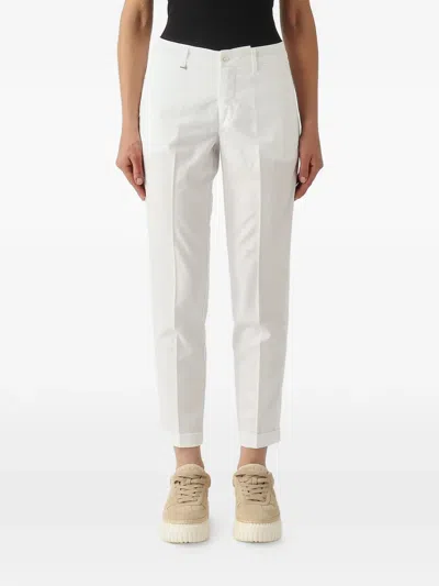 Fay Pressed-crease Turn-up Trousers In White