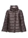 Fay Glossy Brown Puffer Jacket With High Collar In Brown