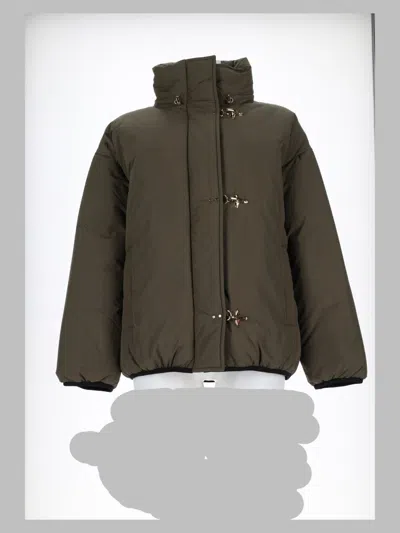 Fay Puffer Jacket With High Collar And Toggle Closure In Green