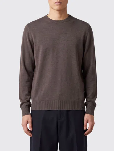 Fay Pure Merino Wool Crewneck Jumper With Ribbed Trims In Animal Print