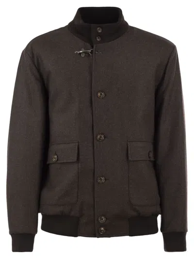 Fay Pure Virgin Wool Jacket In Brown