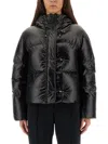 Fay Cropped Black Nylon Down Jacket With Iconic Fastening And Windproof Cuffs In Black