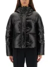 Fay Cropped Black Nylon Down Jacket With Iconic Fastening And Windproof Cuffs In Black