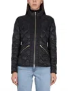 Fay Quilted Black Down Jacket With High Collar