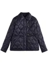 Fay Quilted Black Wave Stitched Toggle Jacket In Black