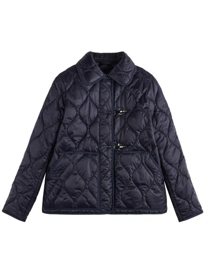 Fay Quilted Black Wave Stitched Toggle Jacket
