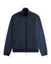 Fay Quilted Blue Sweatshirt With High Collar In Blue