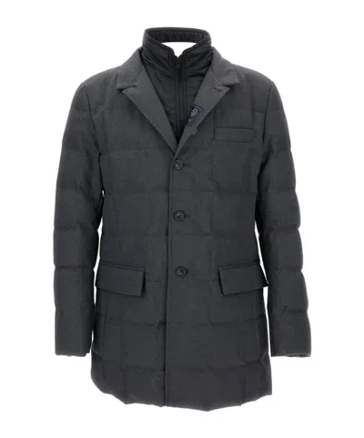 Fay Quilted Button-up Jacket In Black