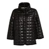 Fay Quilted Coat With Velvet Trim And Diamond Pattern In Black