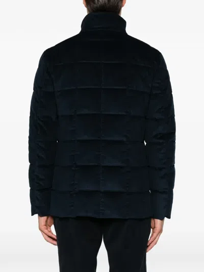 Fay Quilted Corduroy Jacket In Blue
