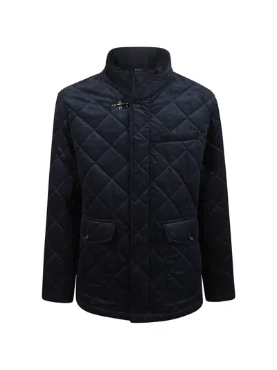 Fay Quilted Corduroy Jacket In Blue