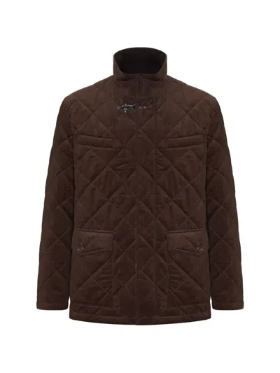 Fay Quilted Corduroy Jacket In Brown