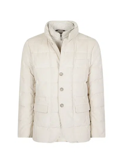 Fay Quilted Corduroy Jacket In Neutral