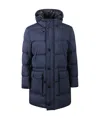 Fay Quilted Hooded Puffer Jacket With Front Button Closure In Black