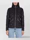 Fay Quilted Black Down Jacket With High Collar