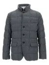 Fay Notched-collar Quilted Down Jacket In Gray