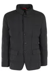 Fay Quilted Double-front Jacket With High Collar In Black