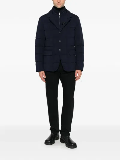 Fay Quilted Double-front Coat In Blue