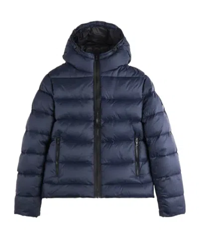 Fay Quilted Down Hooded Jacket In Blue