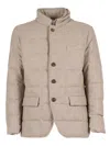Fay Quilted Down Jacket With Double Front Closure In Brown