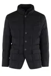 Fay Structured Double-breasted Down Jacket With Smooth Finish In Black